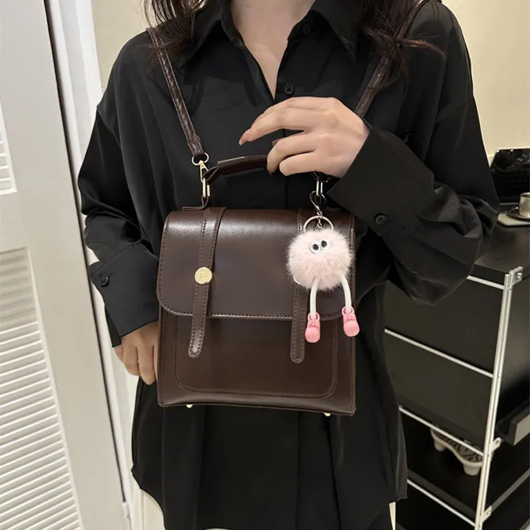 Aini Rabbit PU Backpack Regular Women's Black/Silver/Coffee-13