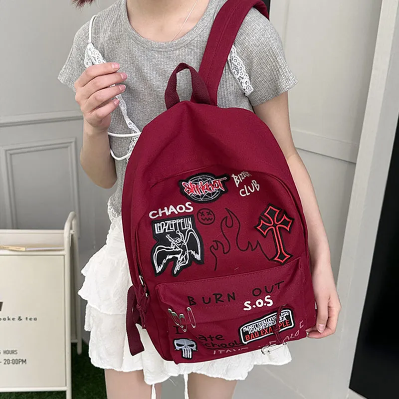 Aini Rabbit Canvas Backpack Unisex Red/Black-1