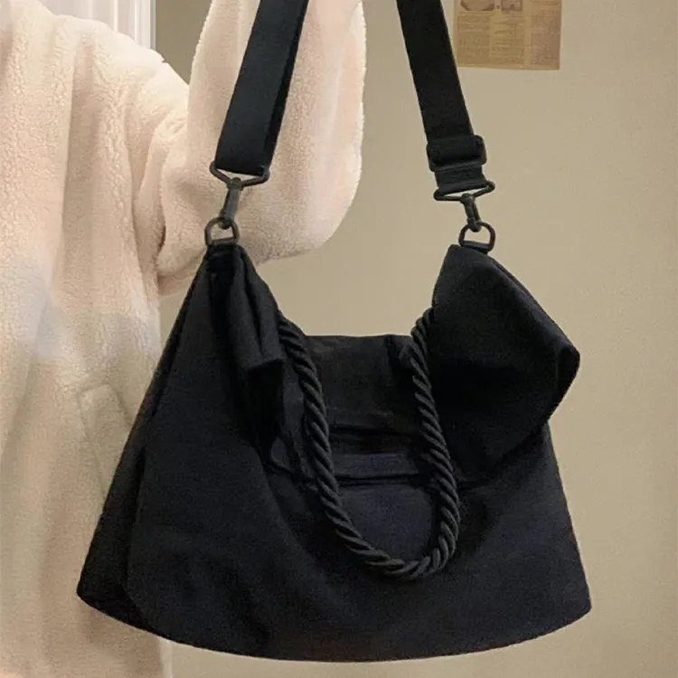 Aini Rabbit Polyester Pu Tote Shoulder Bag, Crossbody Bag Unisex Black/Leather Black/Leather Brown-18
