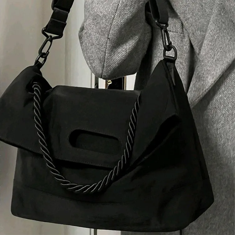 Aini Rabbit Polyester Pu Tote Shoulder Bag, Crossbody Bag Unisex Black/Leather Black/Leather Brown-17