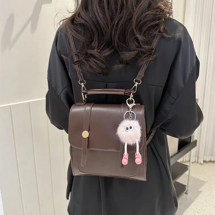 Aini Rabbit PU Backpack Regular Women's Black/Silver/Coffee-12