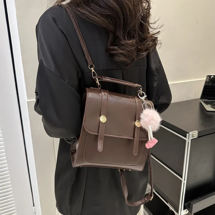 Aini Rabbit PU Backpack Regular Women's Black/Silver/Coffee-14