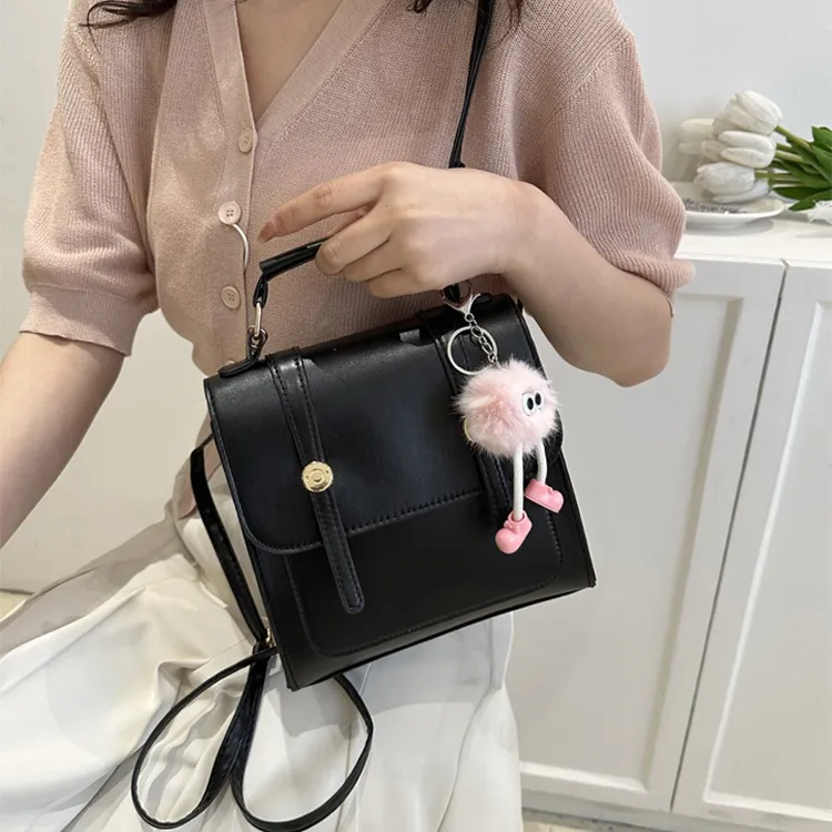 Aini Rabbit PU Backpack Regular Women's Black/Silver/Coffee-4