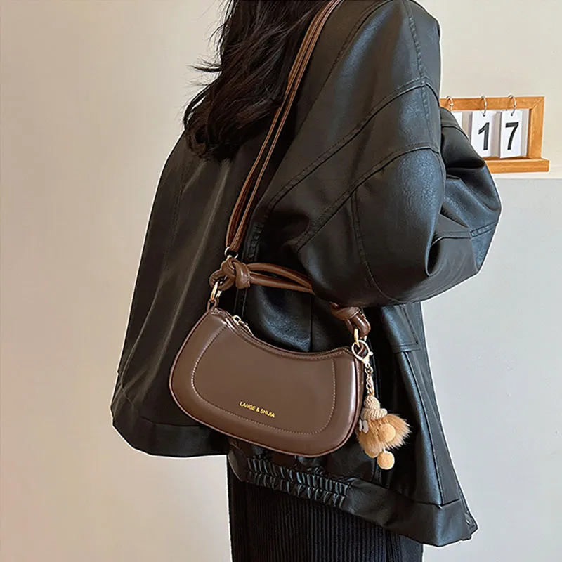 Aini Rabbit PU Crossbody One Shoulder Handbag Women's Brown-2