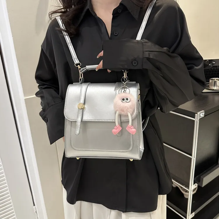 Aini Rabbit PU Backpack Regular Women's Black/Silver/Coffee-9