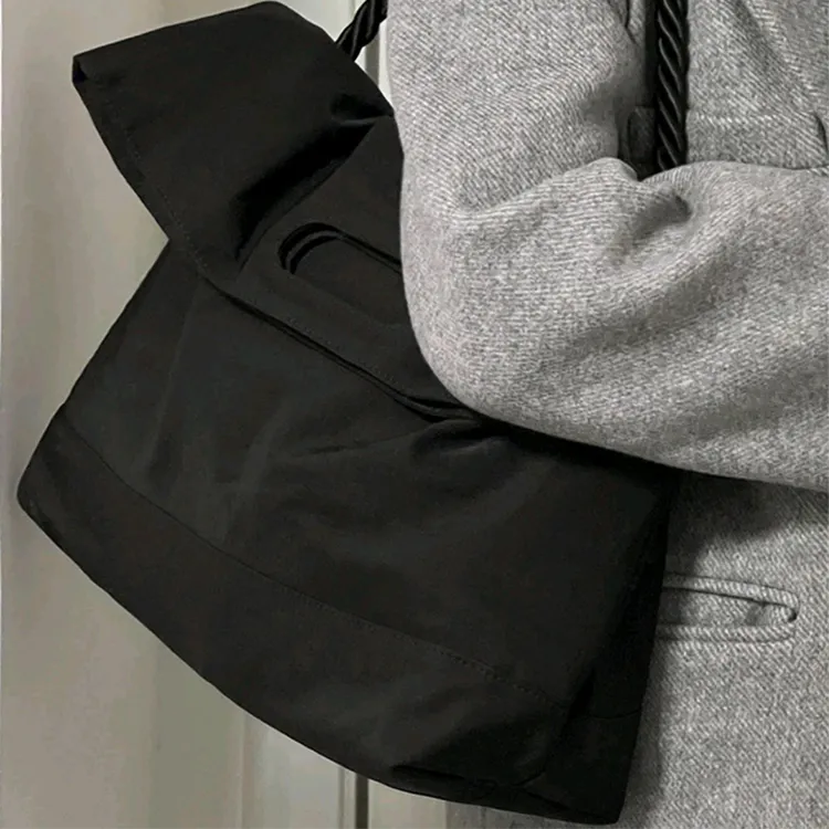 Aini Rabbit Polyester Pu Tote Shoulder Bag, Crossbody Bag Unisex Black/Leather Black/Leather Brown-15
