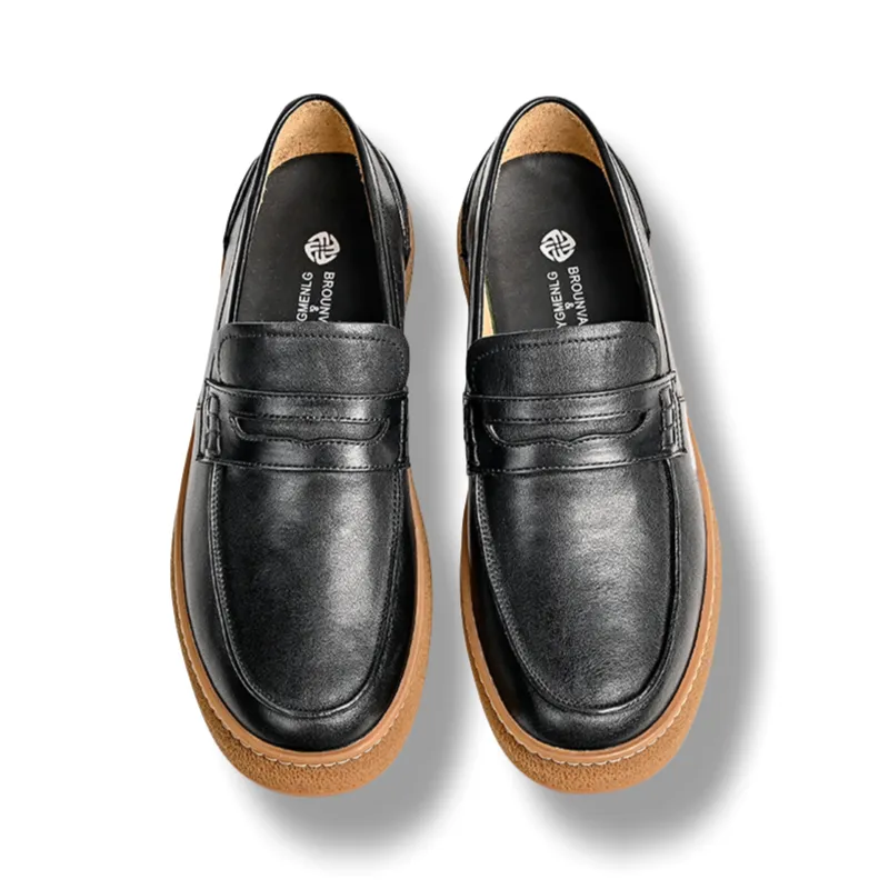 Brounvanm Men's Casual Shoes Men Low Top Black/Coffee-2