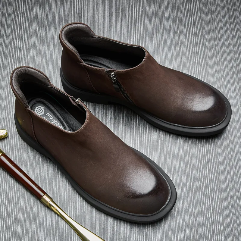 Brounvanm Ankle Boots Men Coffee/Chocolate-6