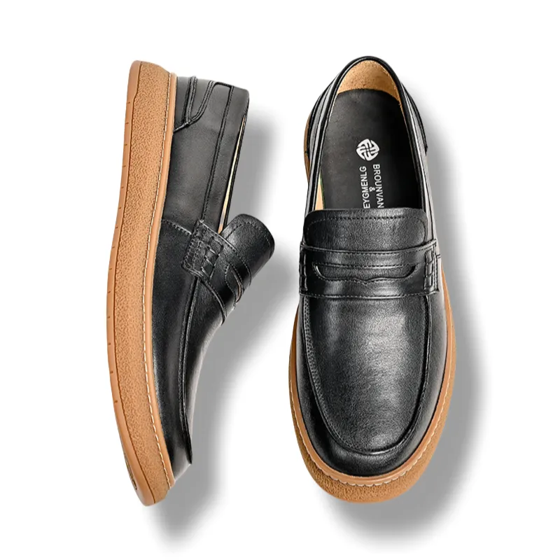 Brounvanm Men's Casual Shoes Men Low Top Black/Coffee-3