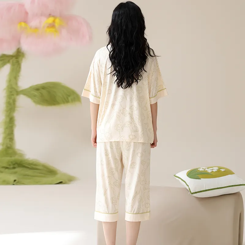 William Pajama Set Women's Beige Yellow-1