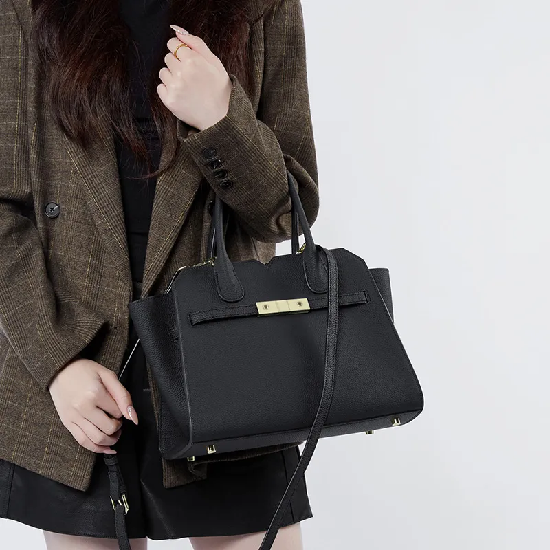 Carnival Keep Cow Leather Handbag Regular Women's Khaki/Black/Gold Brown-8