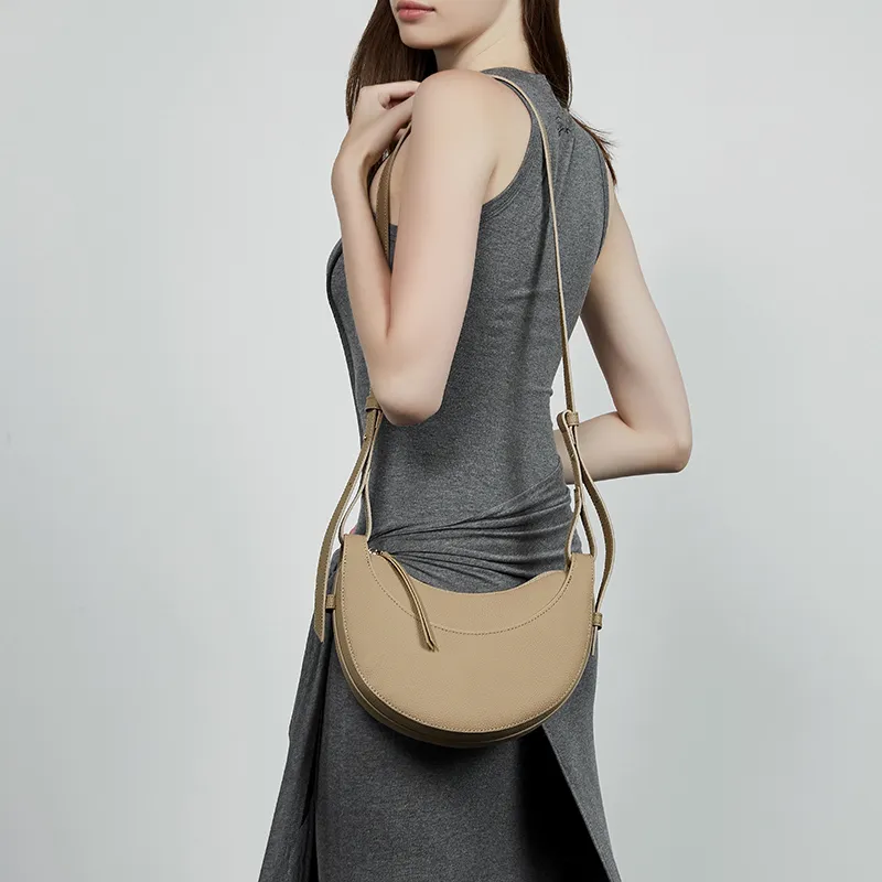 Carnival Keep Cow Leather Shoulder Bag Women's Khaki/Black/Brown-3