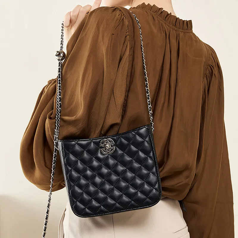 Carnival Keep Cow Leather Small Square Bag Crossbody Bags Shoulder Bags Regular Women's Ecru/Black-6