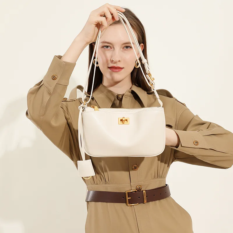 Carnival Keep Cow Leather Patchwork Synthetic Leather Shoulder Bag Women's White/Black-4