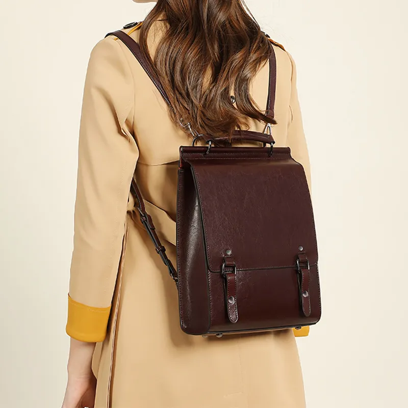 Carnival Keep Cow Leather Backpack Large Size Women's Multicolor-2