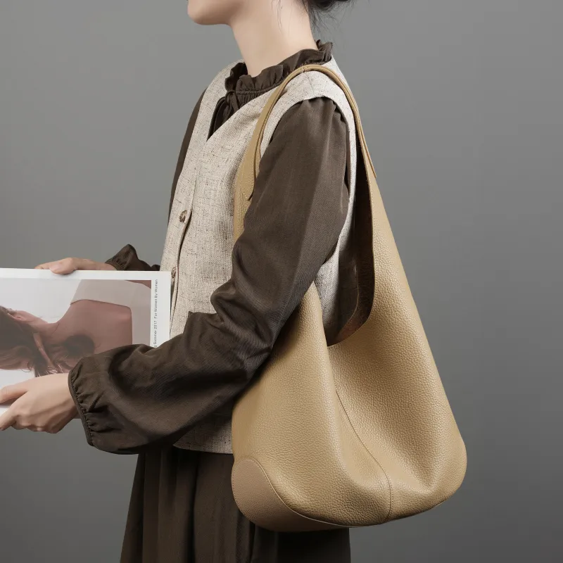 Carnival Keep Top Grain Cow Leather Tote Bag Shoulder Bag Handheld Bag Large Size Women's Multicolor-5
