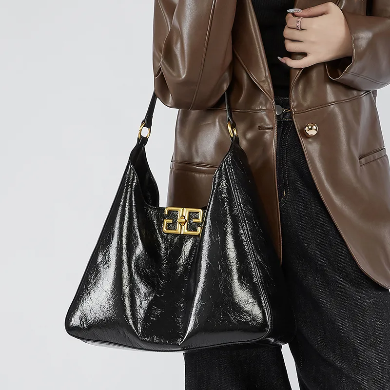 Carnival Keep Cow Leather Tote Handbag Crossbody Bag Medium Size Women's Light Coffee/Black/Burgundy-8