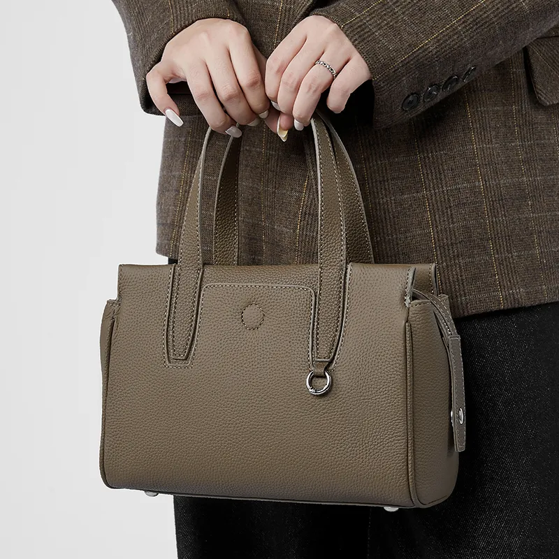 Carnival Keep Top Grain Cow Leather Handbag Regular Women's Black/Brown/Gray-15
