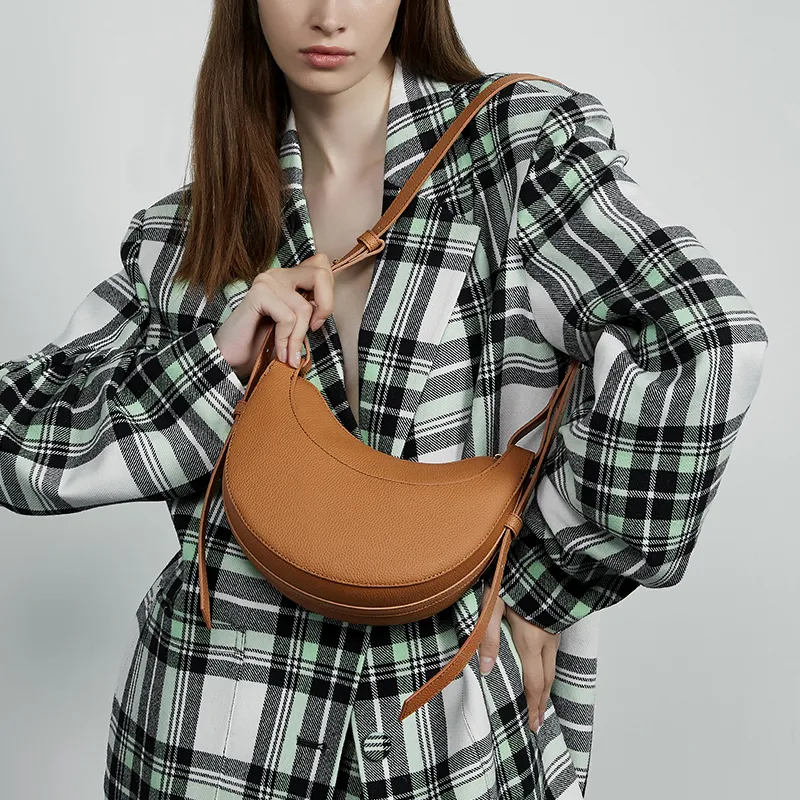 Carnival Keep Cow Leather Shoulder Bag Women's Khaki/Black/Brown-14