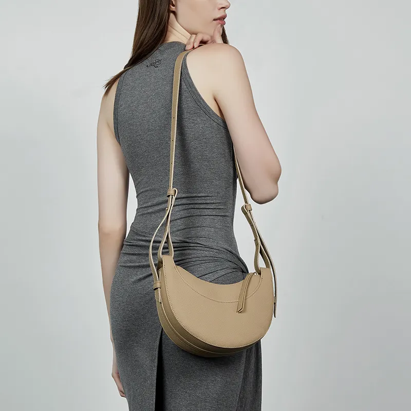 Carnival Keep Cow Leather Shoulder Bag Women's Khaki/Black/Brown-5
