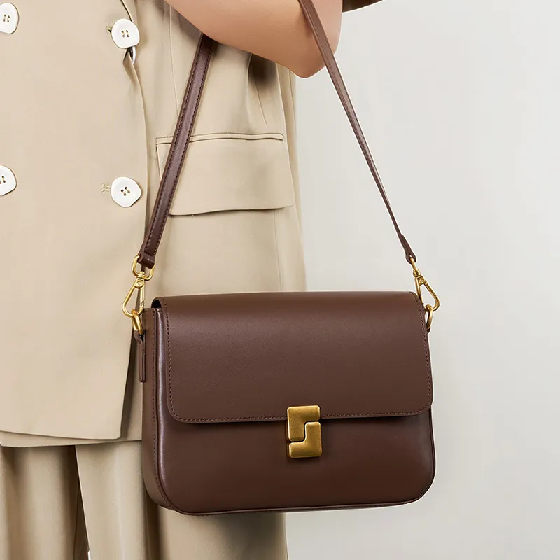 Carnival Keep Cow Leather Tofu Bag Shoulder Bag Crossbody Bag Shoulder Bag Regular Women's Coffee/Black/Brown/Ecru-3