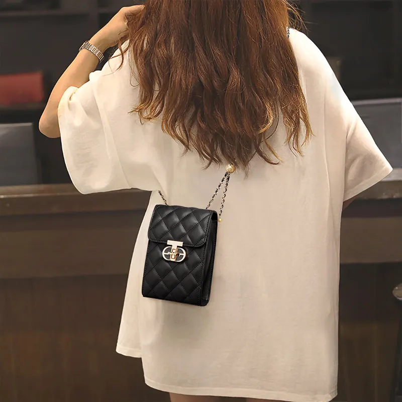 Carnival Keep Cow Leather Cell Phone Pouch Crossbody Bags Shoulder Bags Women's Black/White-3
