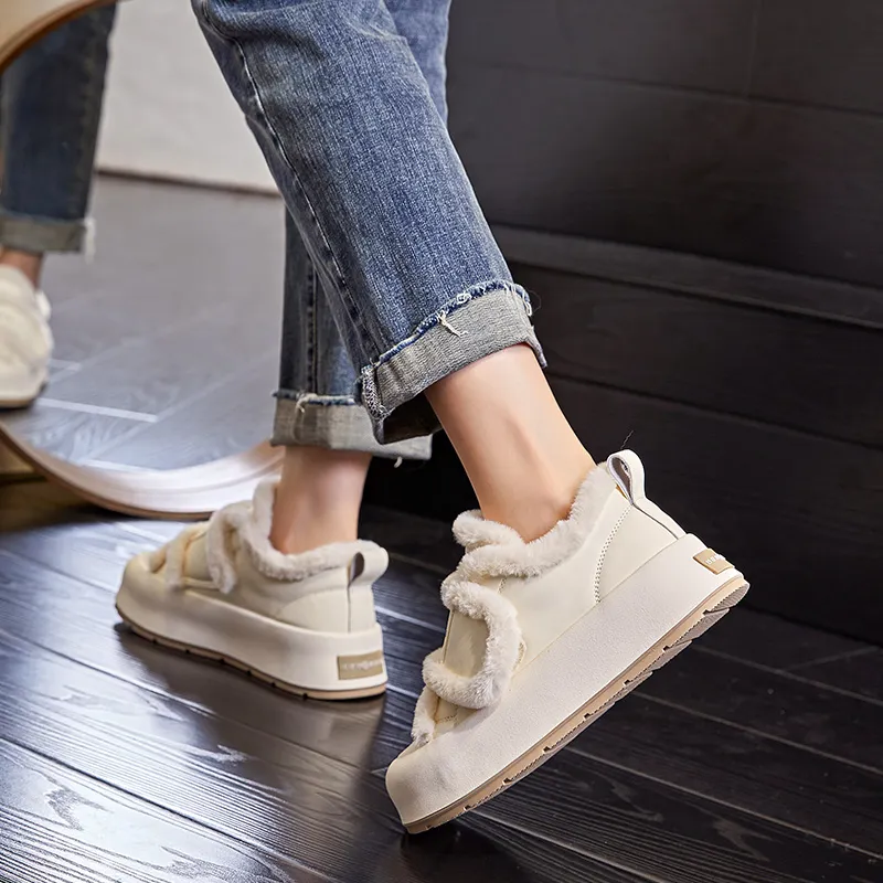 Zdwo Thermal Low Top Hook and Loop Platform Skateboard Shoes Women's-3