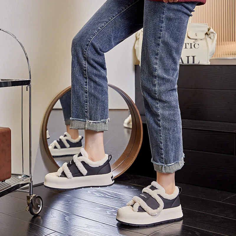 Zdwo Thermal Low Top Hook and Loop Platform Skateboard Shoes Women's-11
