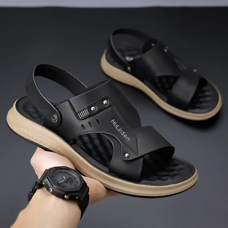 Mulinsen Beach Sandals Men Black/Yellow-3
