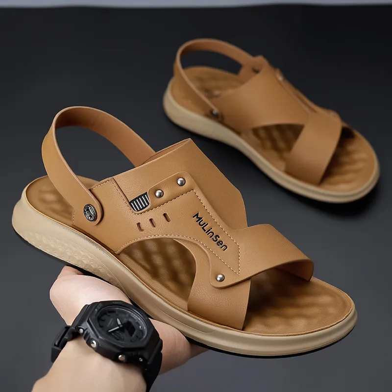 Mulinsen Beach Sandals Men Black/Yellow-9