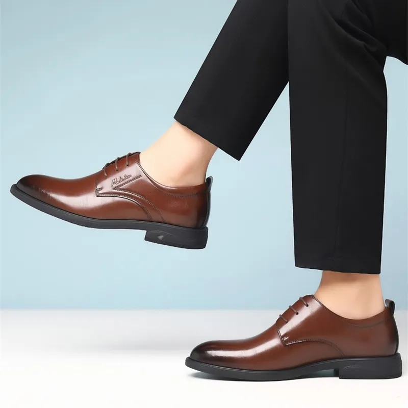 Mulinsen Dress Shoes Men Low Top Brown-8