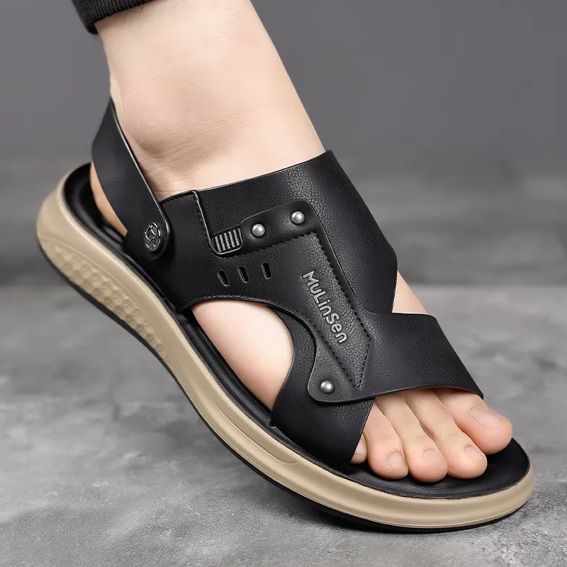 Mulinsen Beach Sandals Men Black/Yellow-4