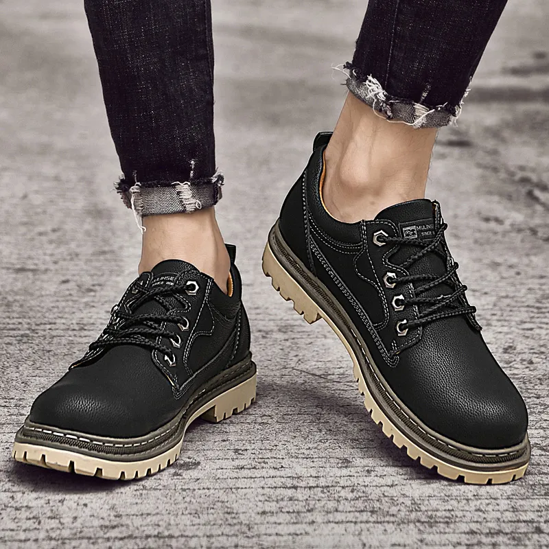 Mulinsen Work Boots Men Low Top Brown-1