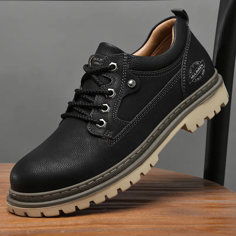 Mulinsen Work Boots Men Low Top Brown-3