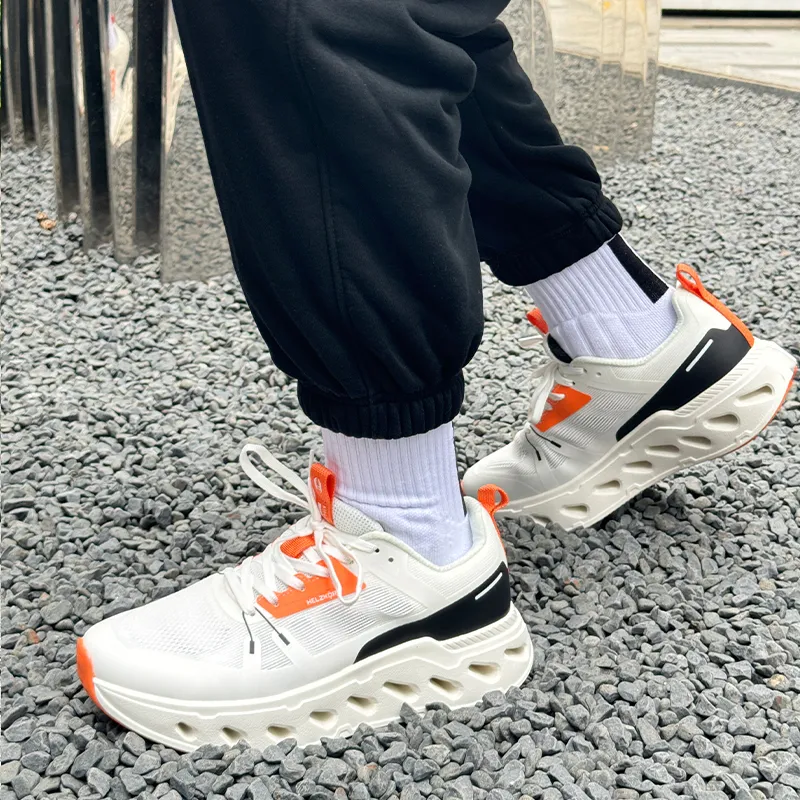 HELZKOR Running Shoes Men's Soft White/Orange-5