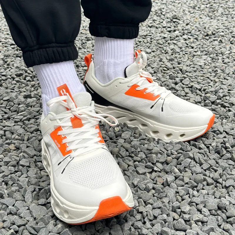 HELZKOR Running Shoes Men's Soft White/Orange-6