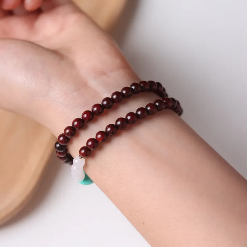 LINKY Laboratory Small Leaf Red Sandalwood Bracelets Unisex-3