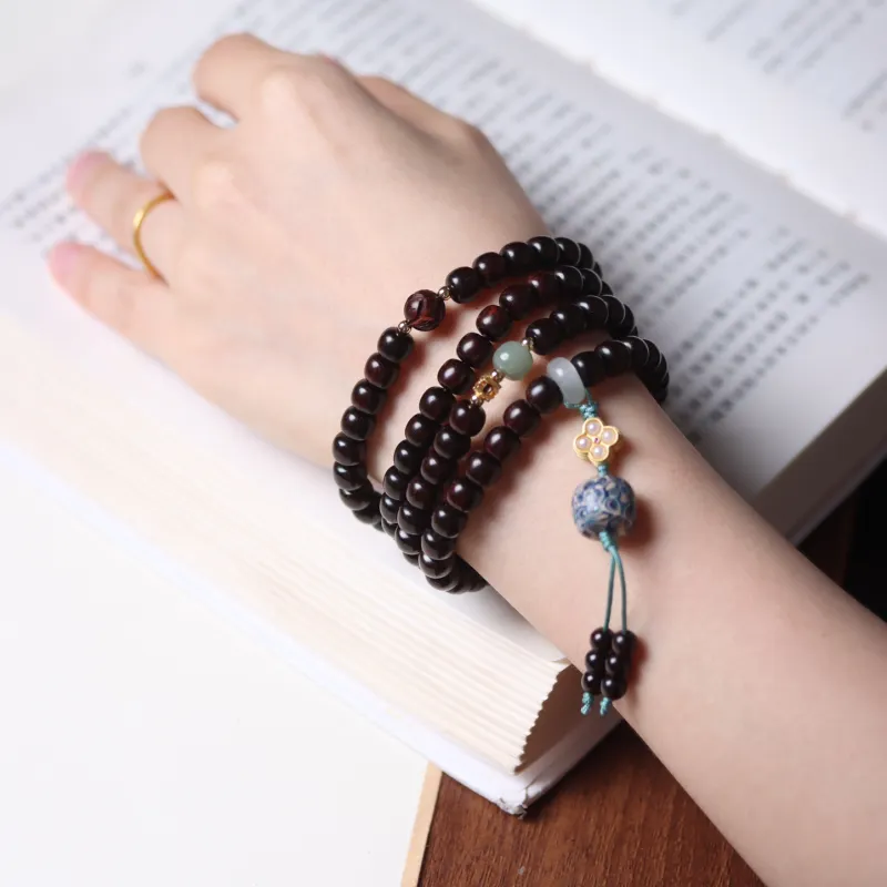 LINKY Laboratory Small Leaf Red Sandalwood Bracelets Unisex-2