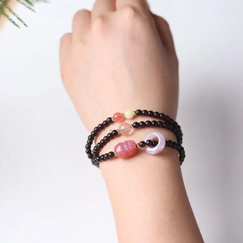 LINKY Laboratory Small Leaf Red Sandalwood Precious Wood Bracelets Unisex-1