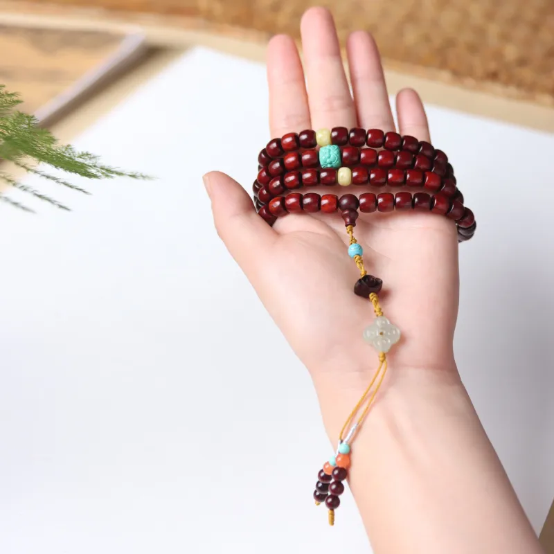 LINKY Laboratory Small Leaf Red Sandalwood Bracelets Unisex-1