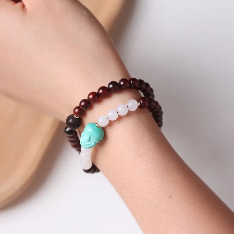 LINKY Laboratory Small Leaf Red Sandalwood Bracelets Unisex-1