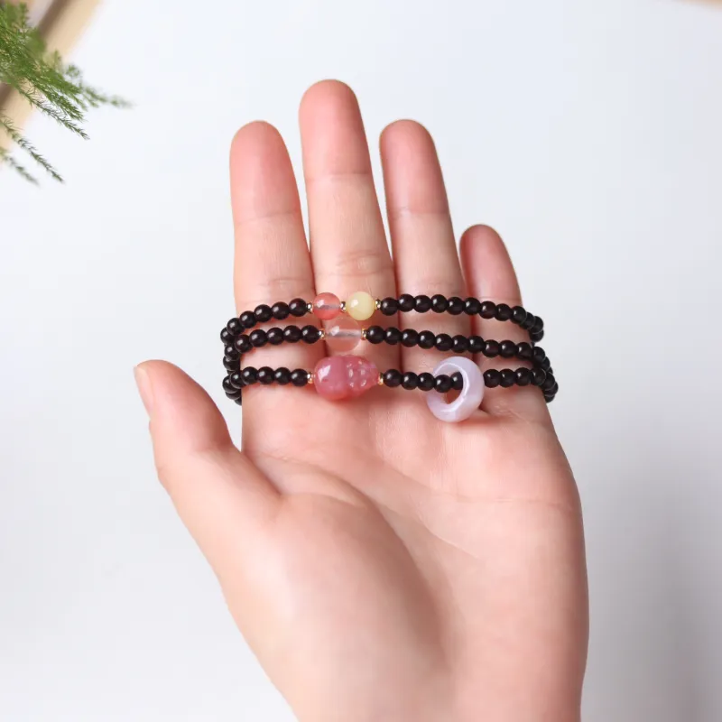 LINKY Laboratory Small Leaf Red Sandalwood Precious Wood Bracelets Unisex-2