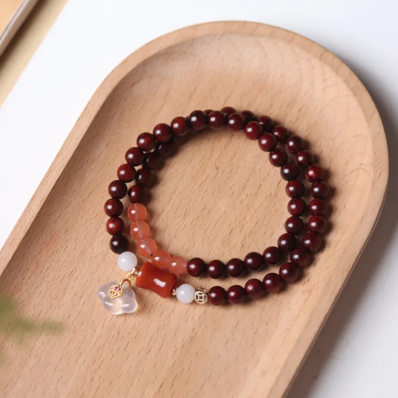 LINKY Laboratory Small Leaf Red Sandalwood Bracelets Unisex-3