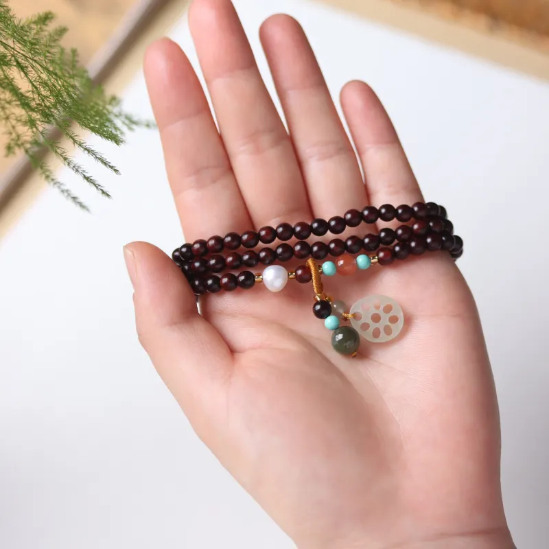 LINKY Laboratory Small Leaf Red Sandalwood Precious Wood Bracelets Unisex-1