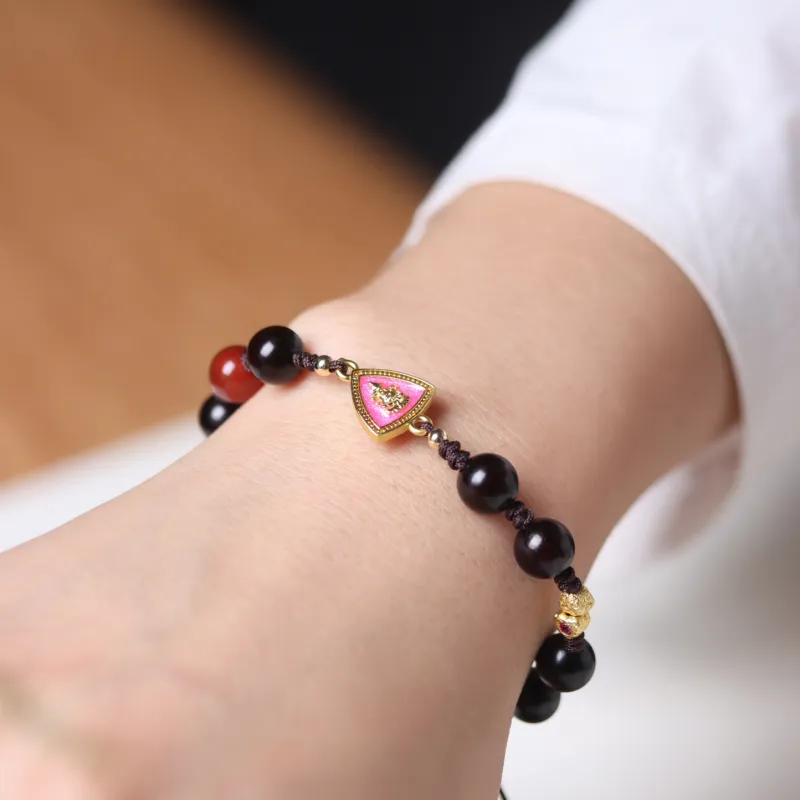 LINKY Laboratory Small Leaf Red Sandalwood Bracelets Unisex-2