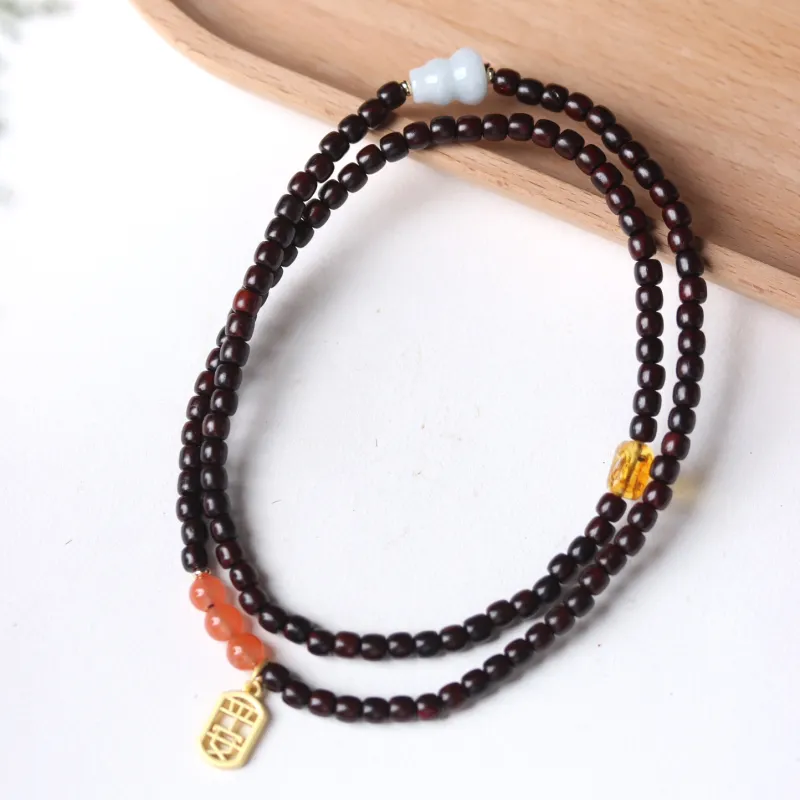 LINKY Laboratory Small Leaf Red Sandalwood Bracelets Unisex-1
