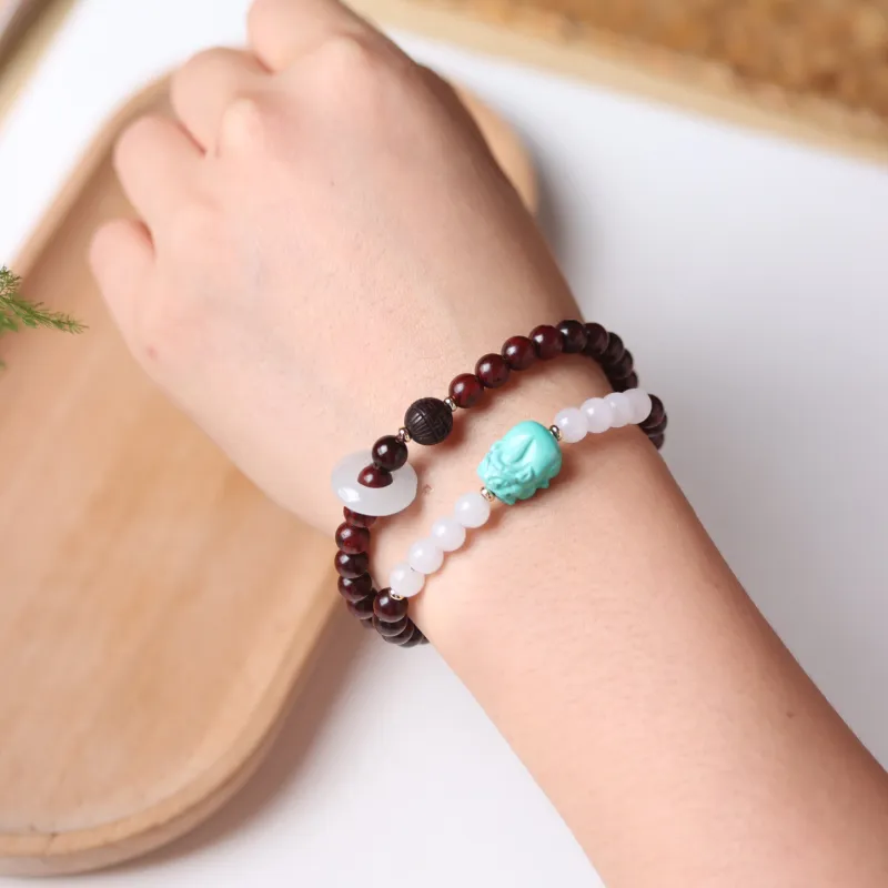 LINKY Laboratory Small Leaf Red Sandalwood Bracelets Unisex-2