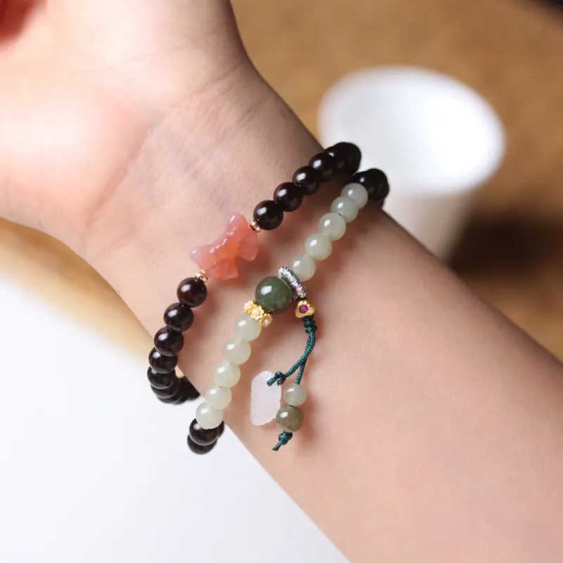 LINKY Laboratory Small Leaf Red Sandalwood Bracelets Unisex-3