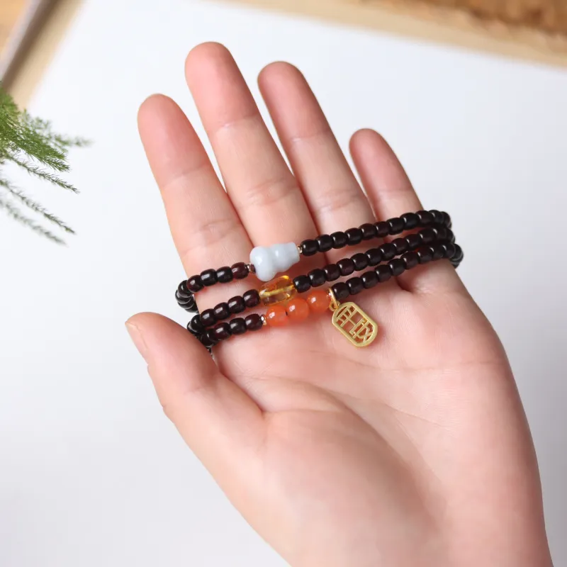 LINKY Laboratory Small Leaf Red Sandalwood Bracelets Unisex-3