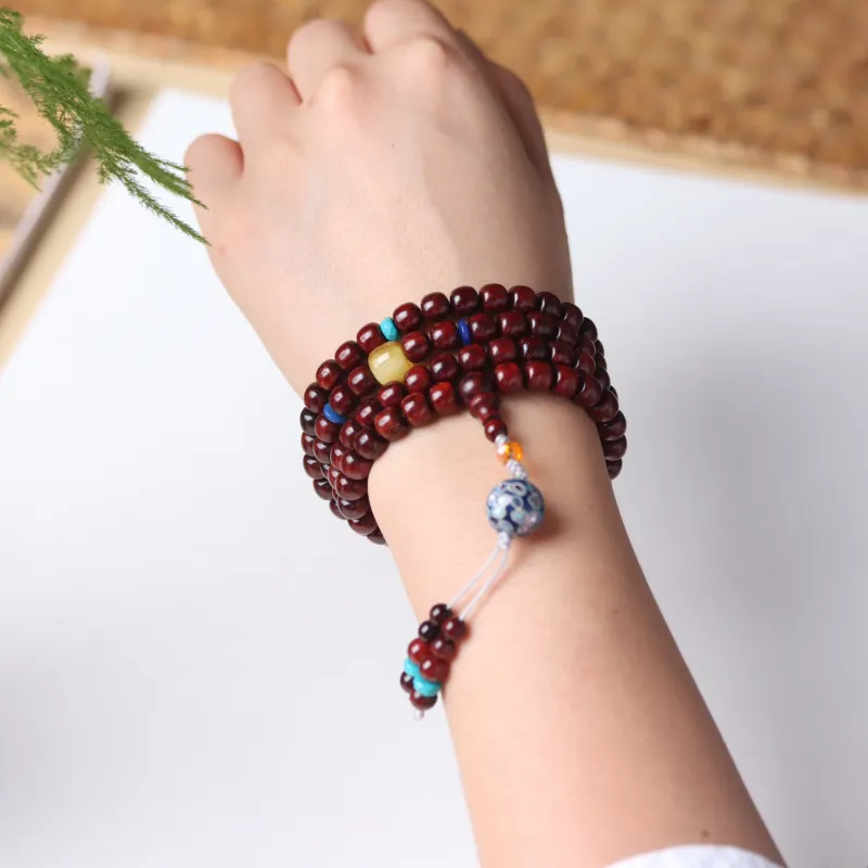 LINKY Laboratory Small Leaf Red Sandalwood Bracelets Unisex-2